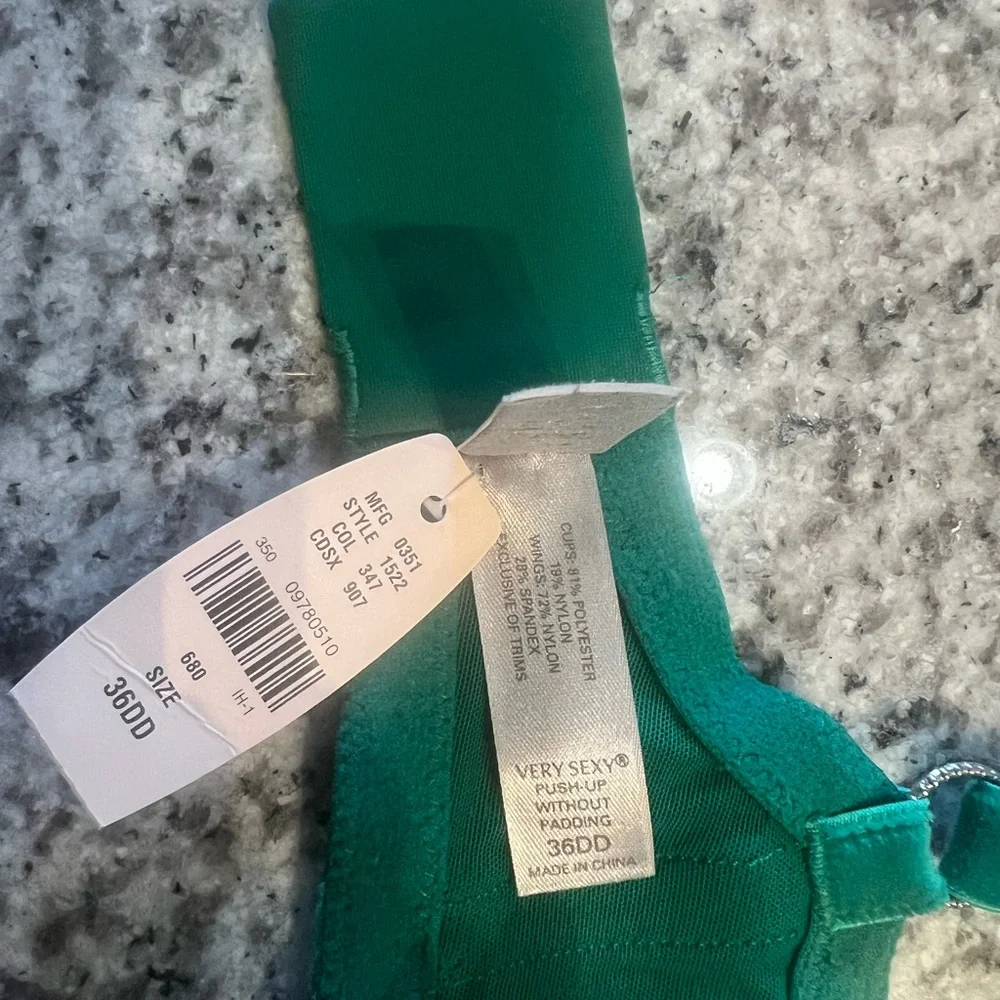 Victoria's Secret Emerald Green Lace Bra With Velvet Trim